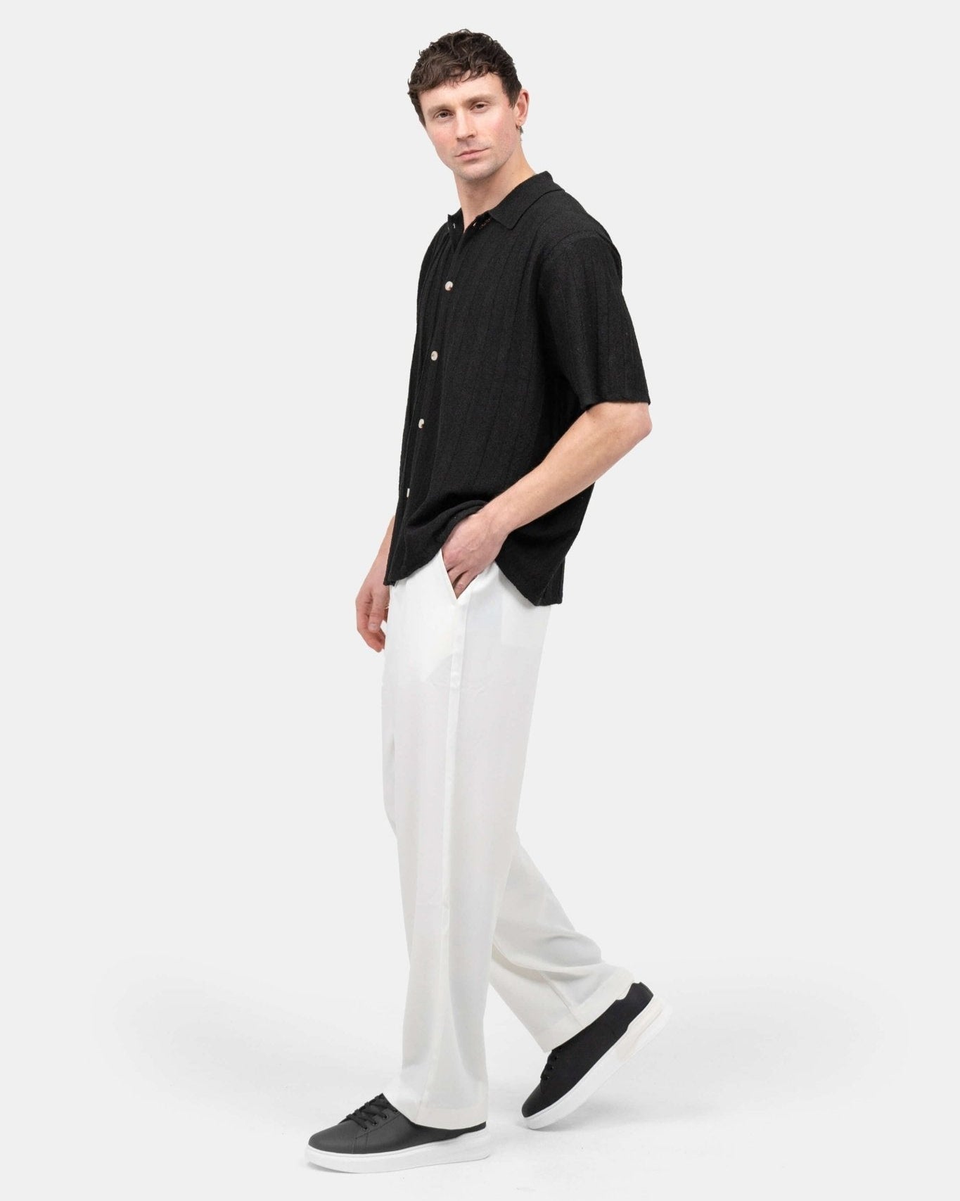 Kortærmet Textured Skjorte Sort | Skagen - clothing.dk